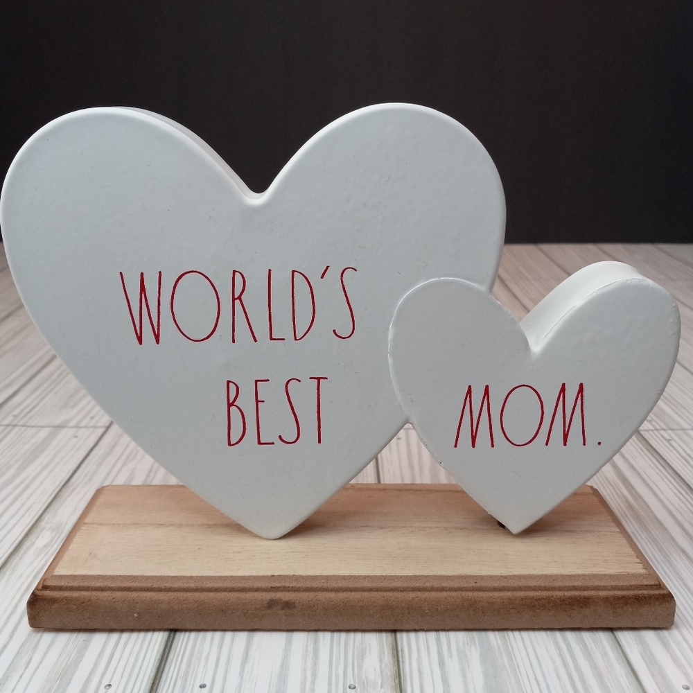 Rae Dunn Mother's Day World's Best MOM Mother's Day Heart Stand